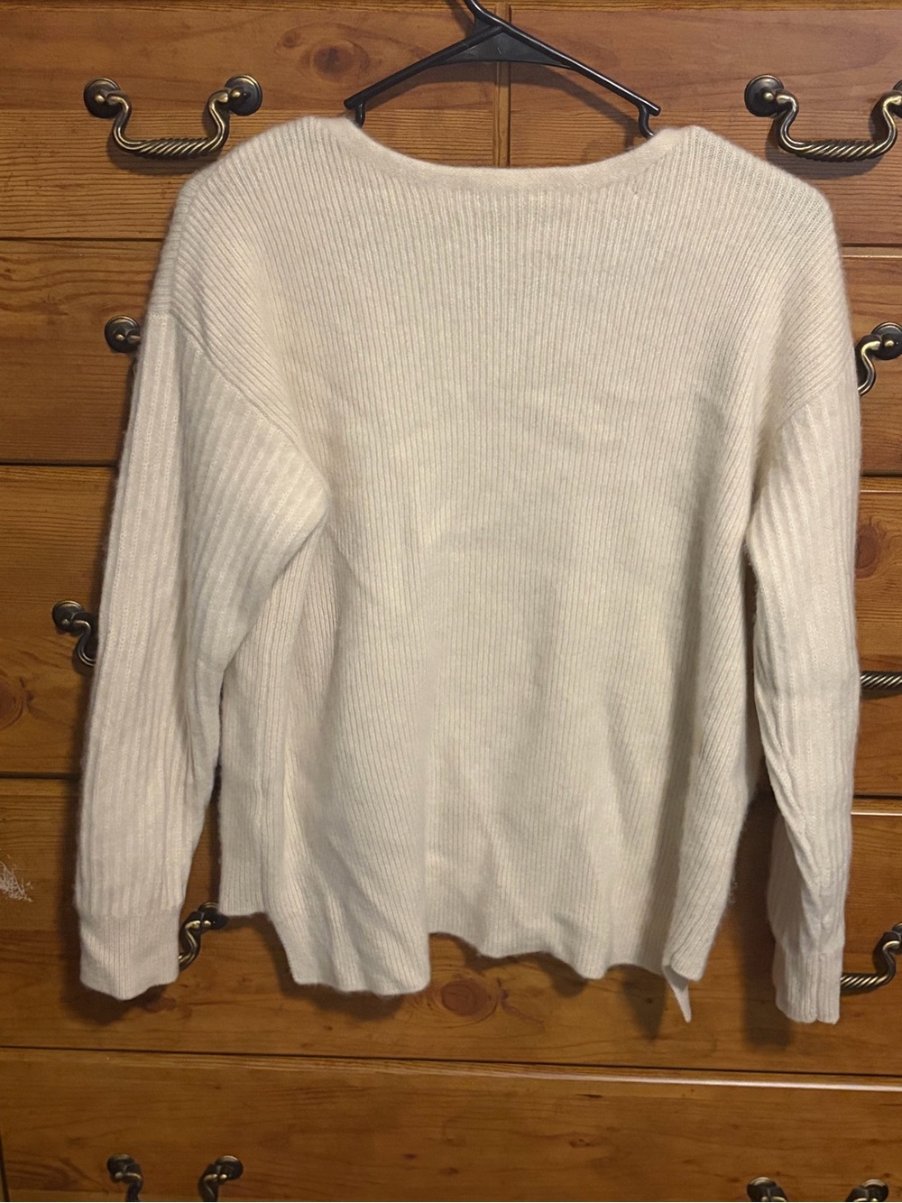 Cream Scoop-Neck Ribbed Sweater - Picture 2 of 4